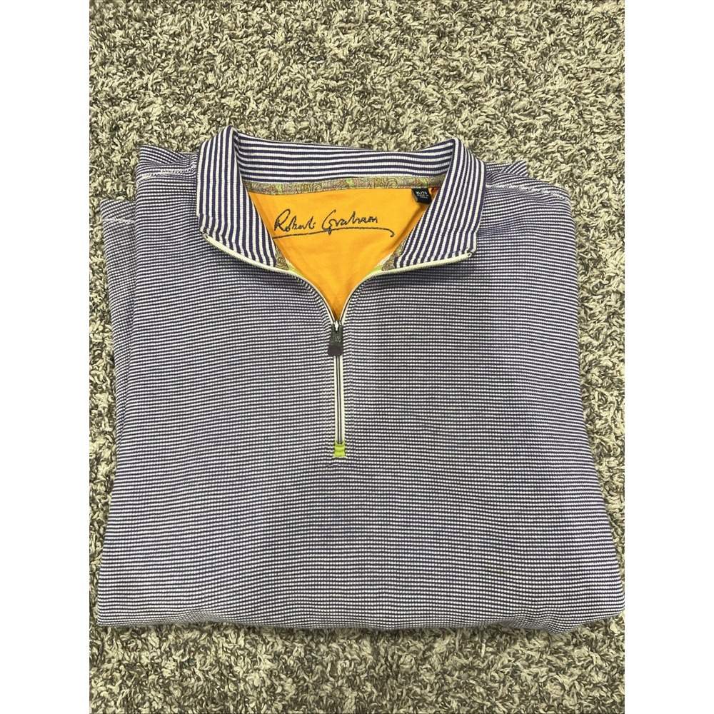 Robert Graham purple striped quarter‎ zip pull over sweater (1932)